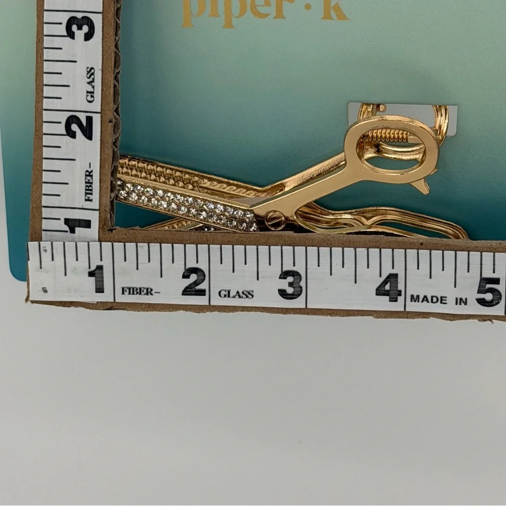 Piper K Scissors Hair Claw Clip Gold Tone Rhinestones.
